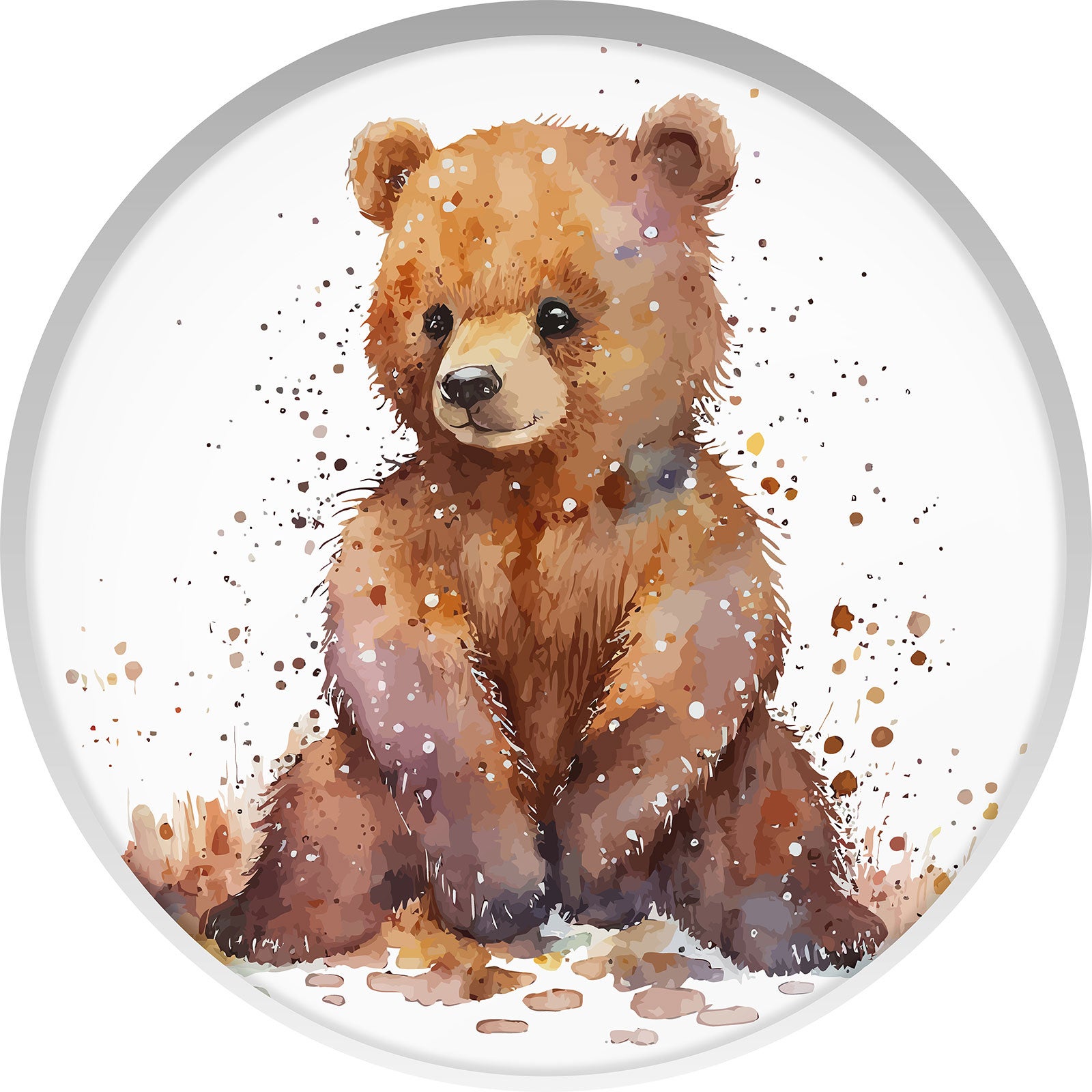 Stickers mural trompe l'oeil Arche rond enfants - Ours - Diamètre 50 cm - 3