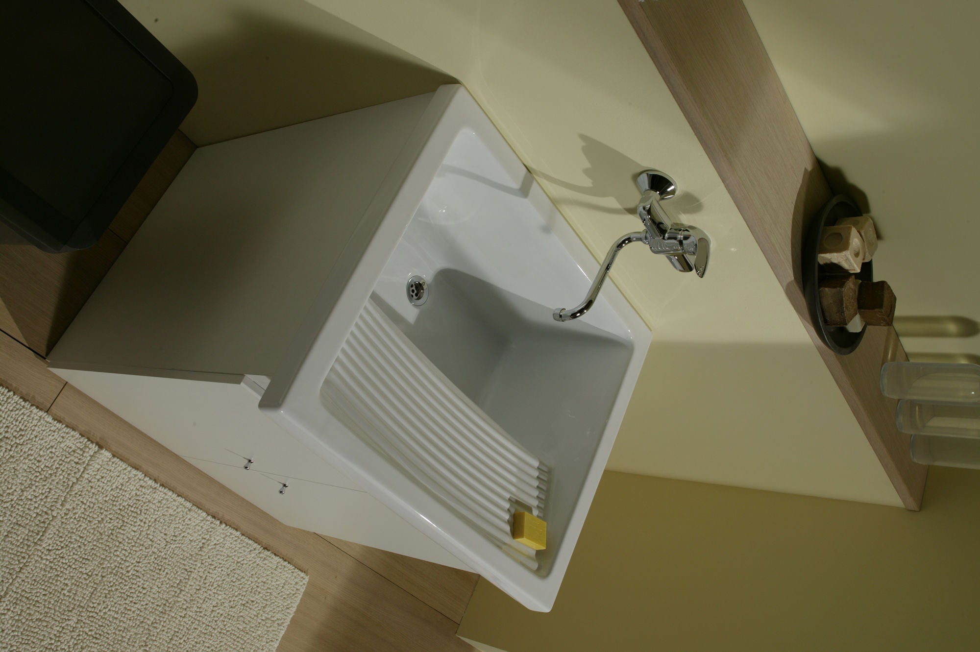 Évier buanderie vidoir bac à laver céramique traditionnelle SANINDUSA Riba 75 blanc - 5