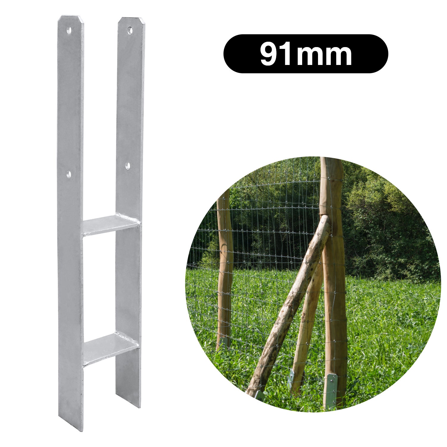 Wspornik słupka H 8 sztuk, podstawa słupka z kotwą H 91 x 600 mm