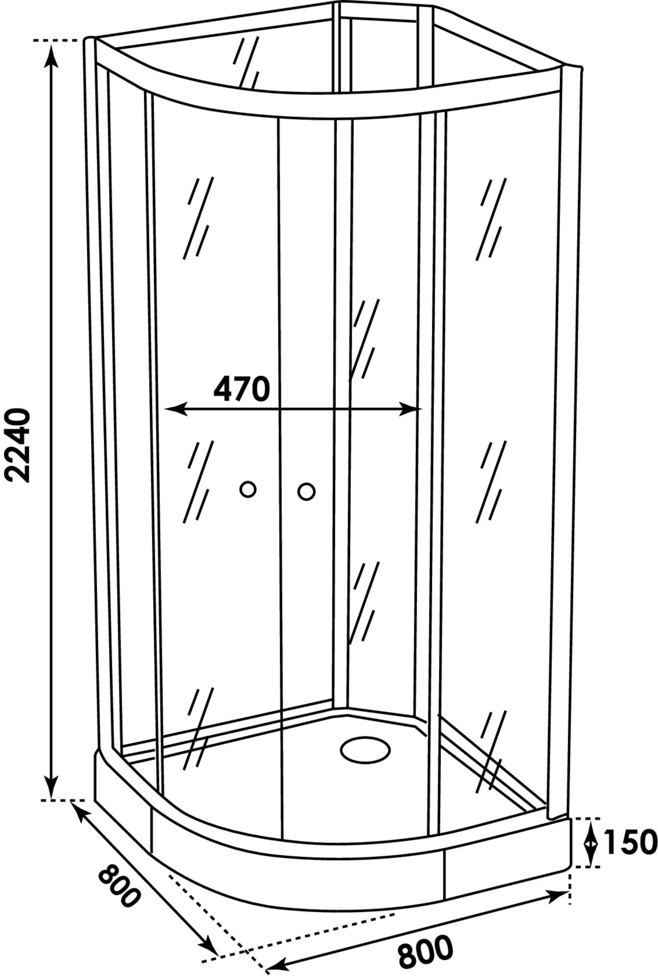 ONDEE - Cabina de ducha AMELIA Gris - En kit - cuarto de círculo 80cm - 2