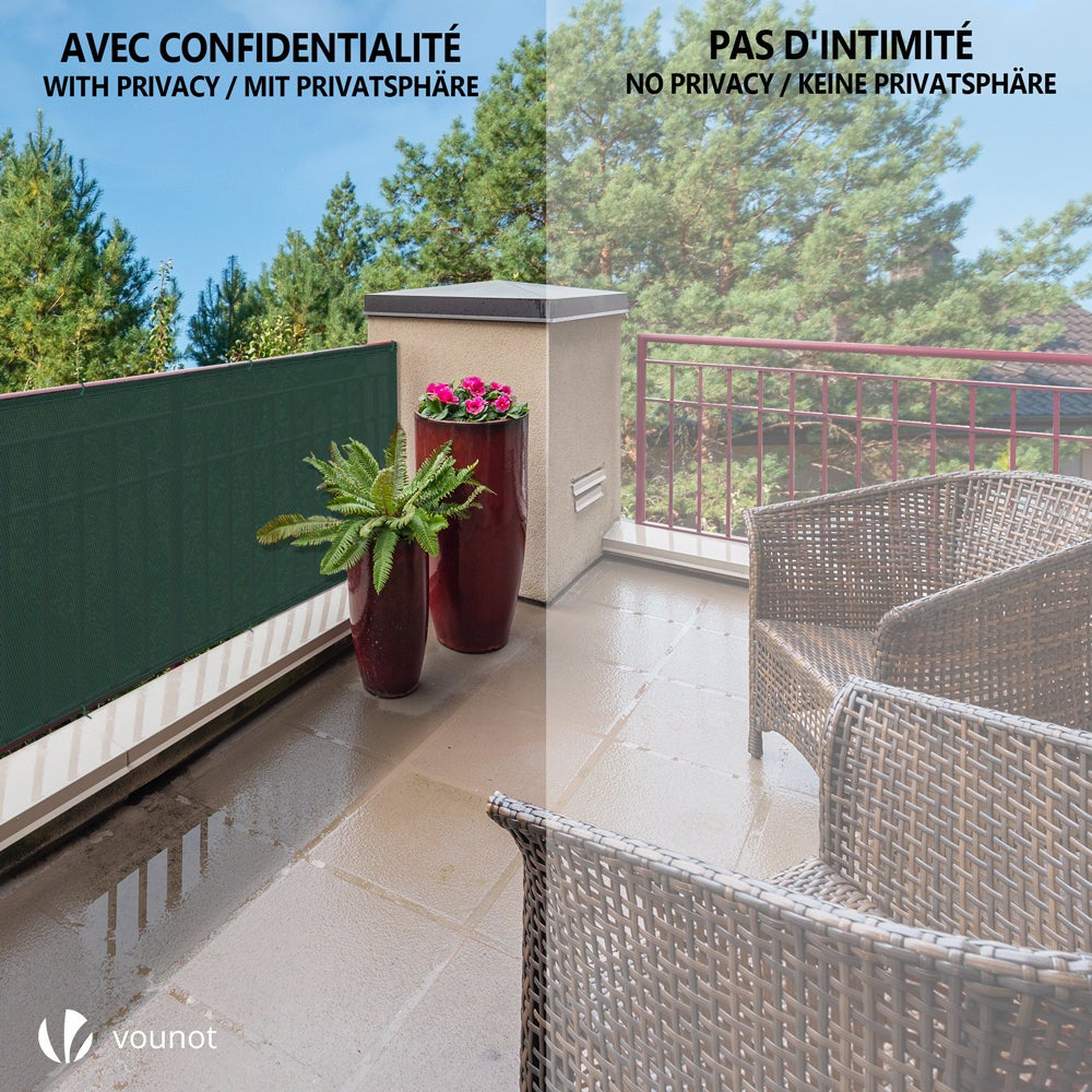 Brise vue occultant en HDPE 150g/m² 1x10m avec attaches de fixation vert VOUNOT® - 7