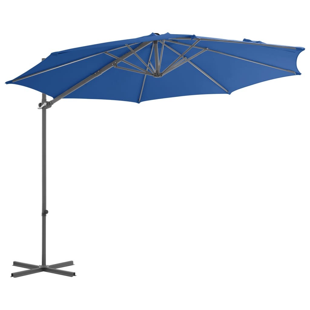 Parasol déporté avec mât en acier Bleu azuré 300cm - 3