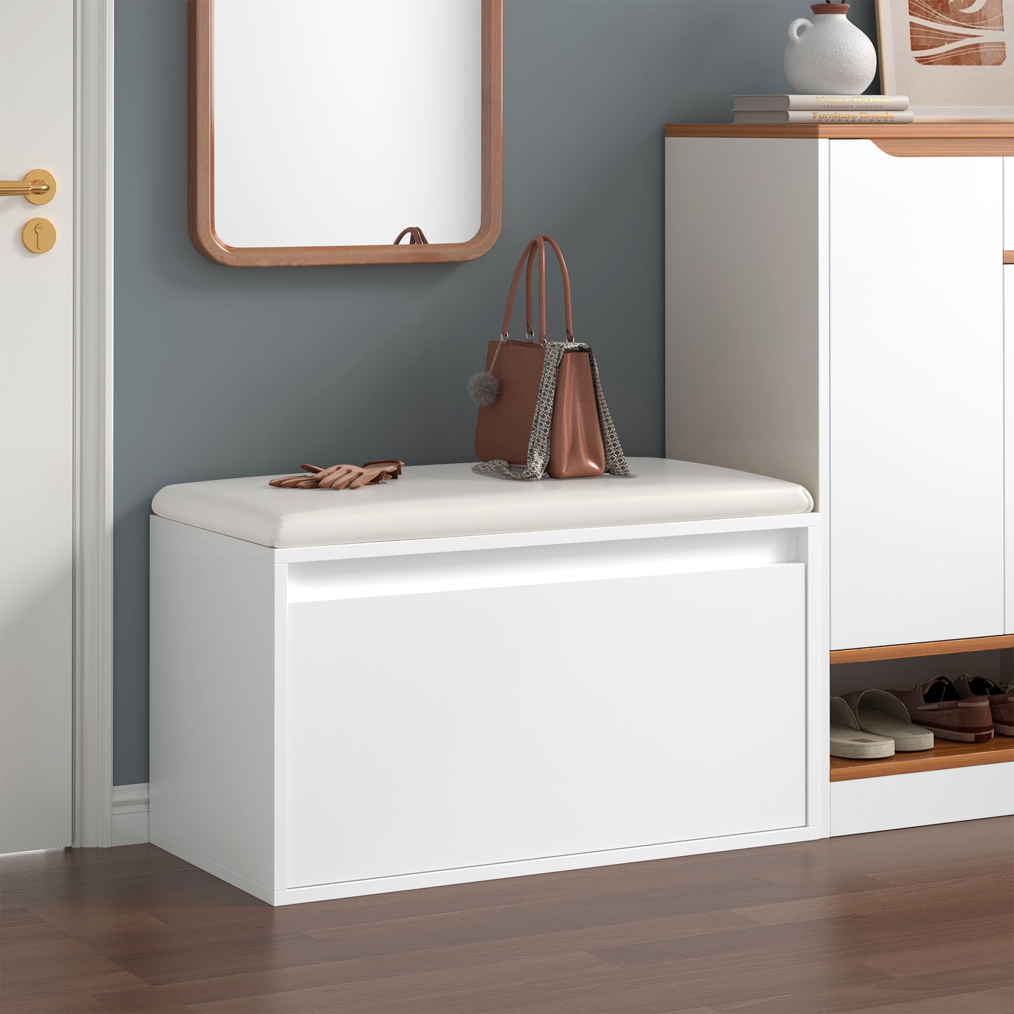 Banc à chaussures Degerfors 80 x 39 x 45 cm blanc [en.casa] - 3