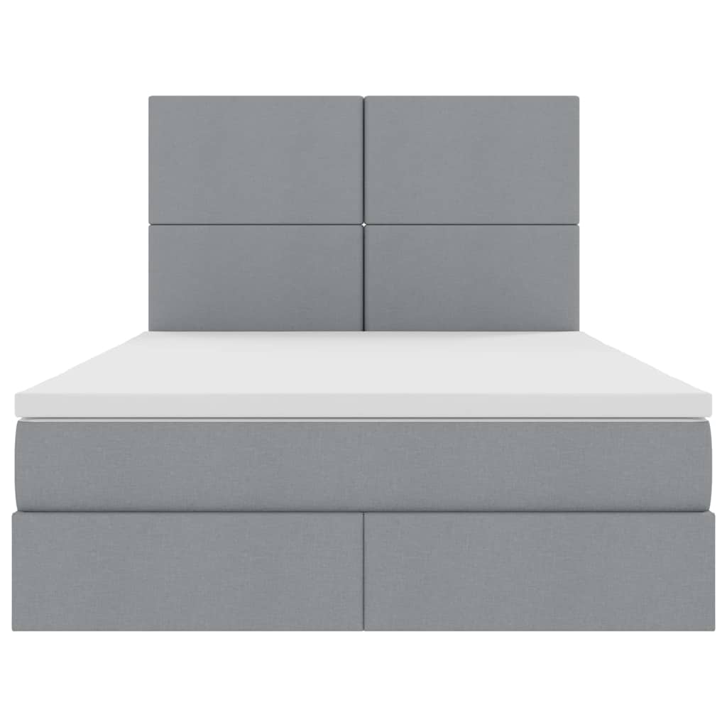 Lit avec rangement et matelas gris clair 140 x 200 cm tissu - 7