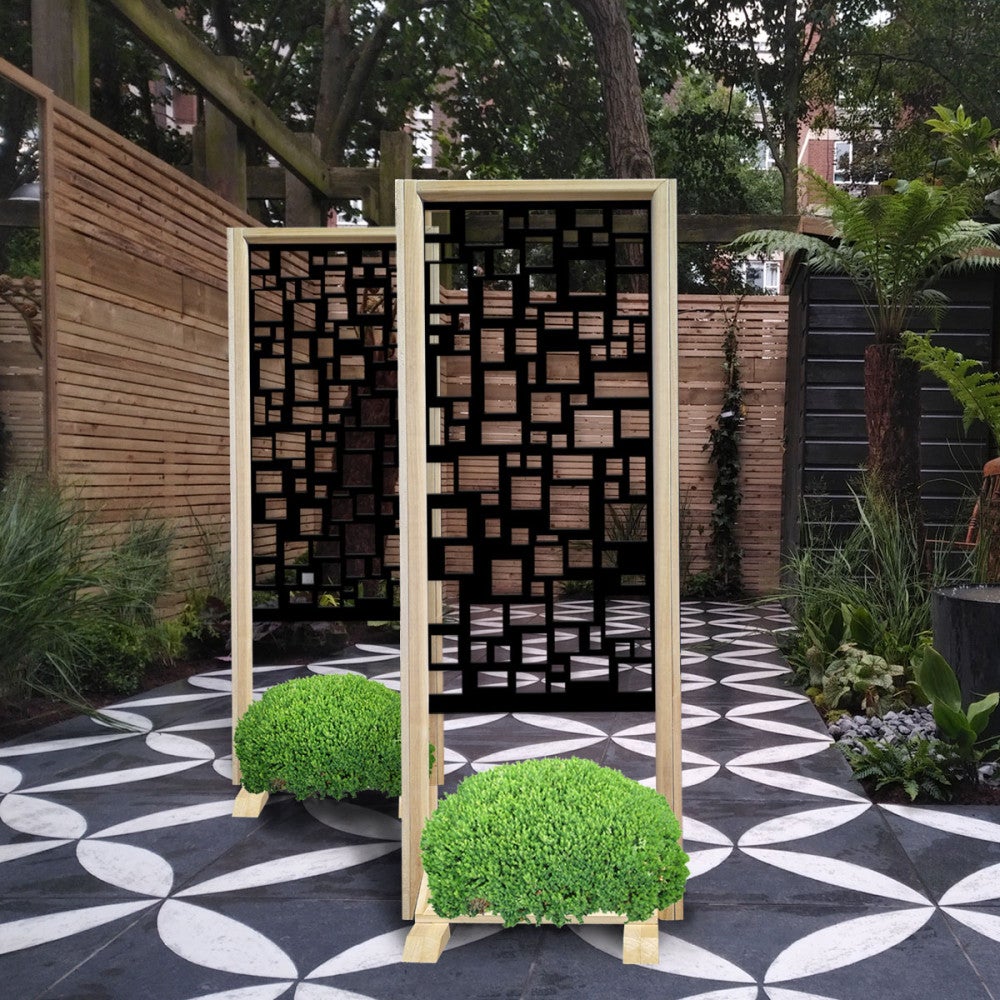 RANDOM - Separè - Wolnostojący modułowy ekran - 70x190 cm - Z drewna i PVC, kolor wewnętrzny CZARNY