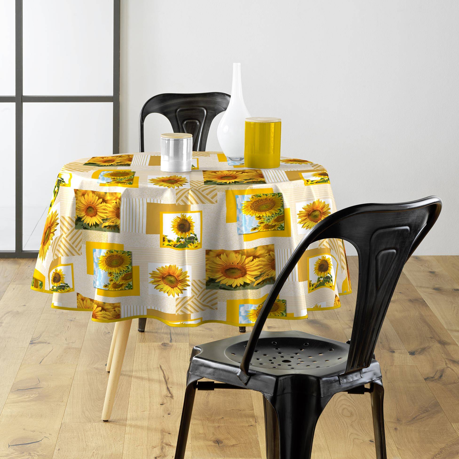 Douceur D'Intérieur Tovaglia Rotonda Solea – Diametro 180 Cm, Poliestere Stampato Antimacchia