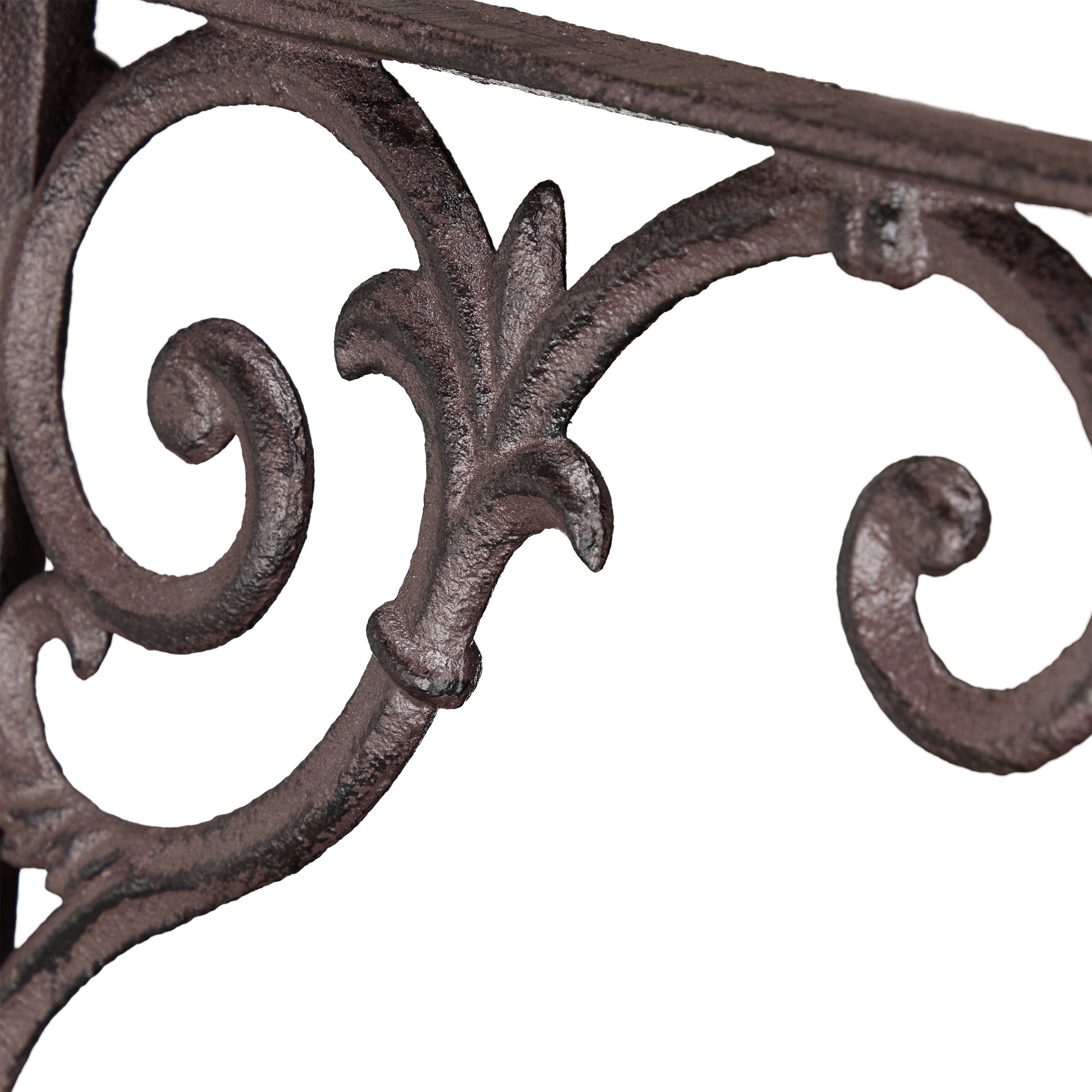 Équerres pour étagère murale, lot de 2, taille M, 24,5 x 4 x 24,5 cm, fonte marron à ornements baroques, style vintage, Relaxdays - 7
