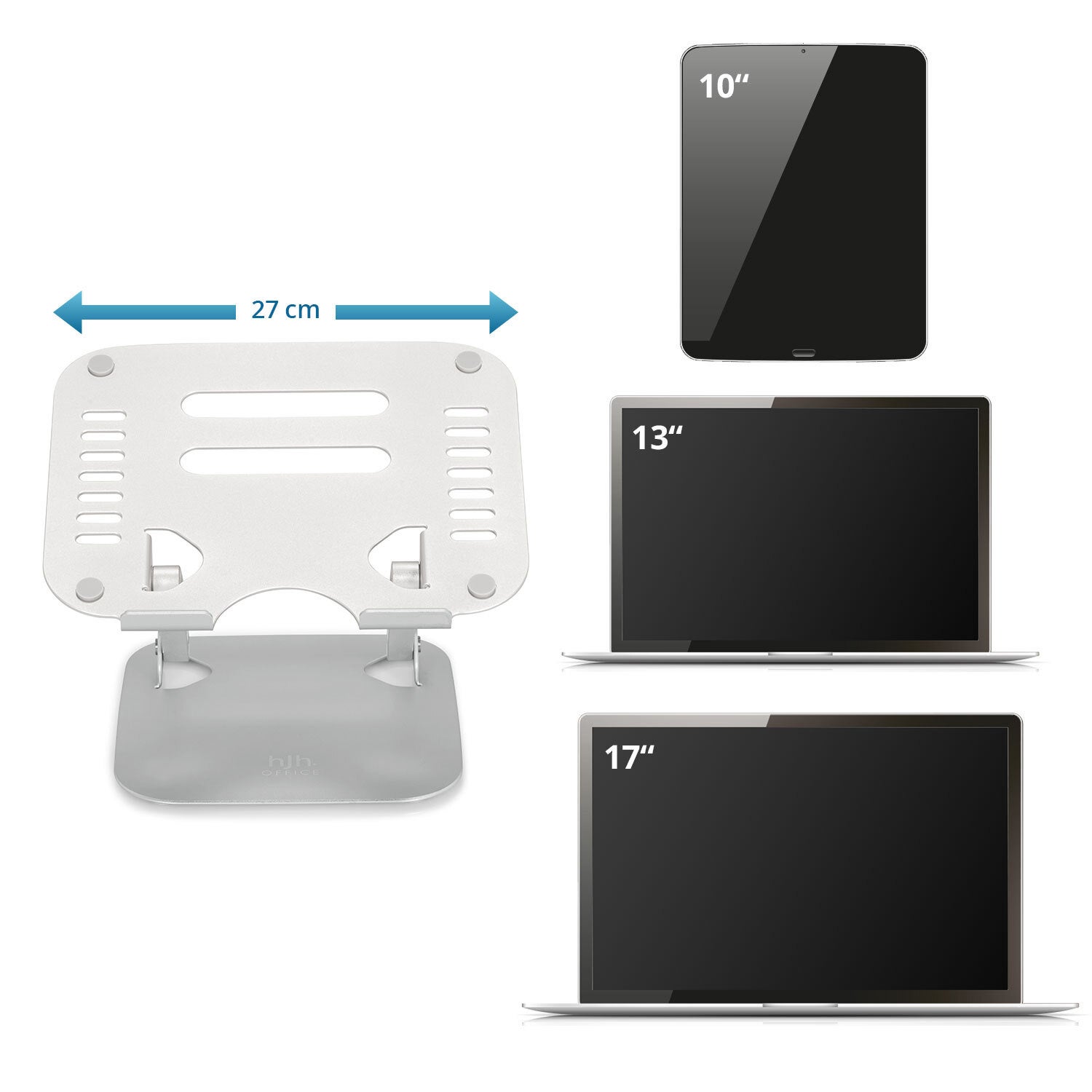 Supporto per laptop / Sostegno per computer portatile LAPTOP STAND alluminio Argento hjh OFFICE - 4