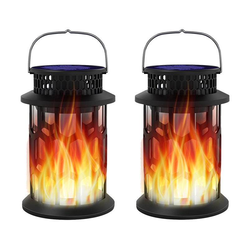 Zewnętrzna lampa dekoracyjna 2 sztuki, solarna lampa płomieniowa z ciepłym światłem