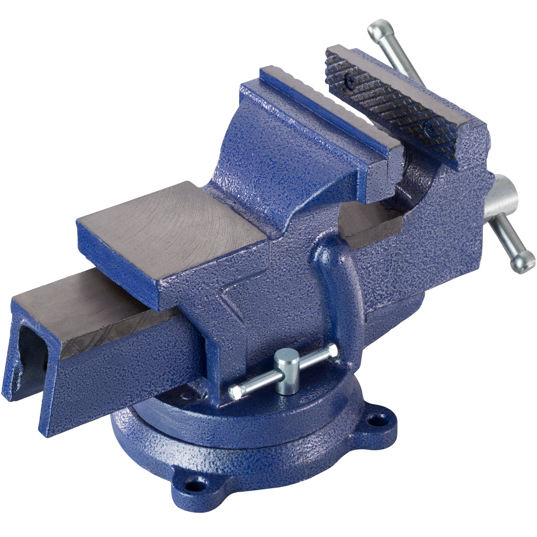 Torno de bancada em ferro fundido com bigorna, rotação de 360° com abertura, 3 furos roscados, 125 mm, azul TECTAKE - 2
