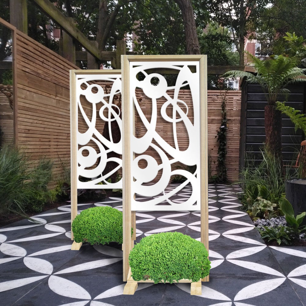 INTERSTELLAR - Separè - Wolnostojący modułowy ekran - 70x190 cm - Wykonany z drewna i PVC, kolor wewnętrzny BIAŁY