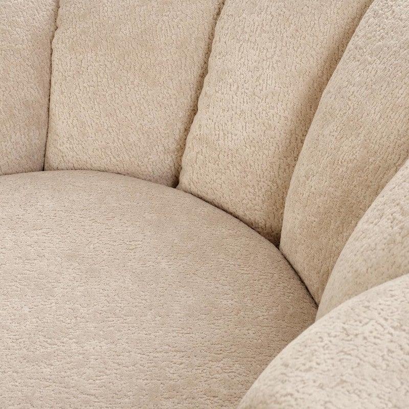 Fauteuil rond coquillage en tissu beige Alix - 5