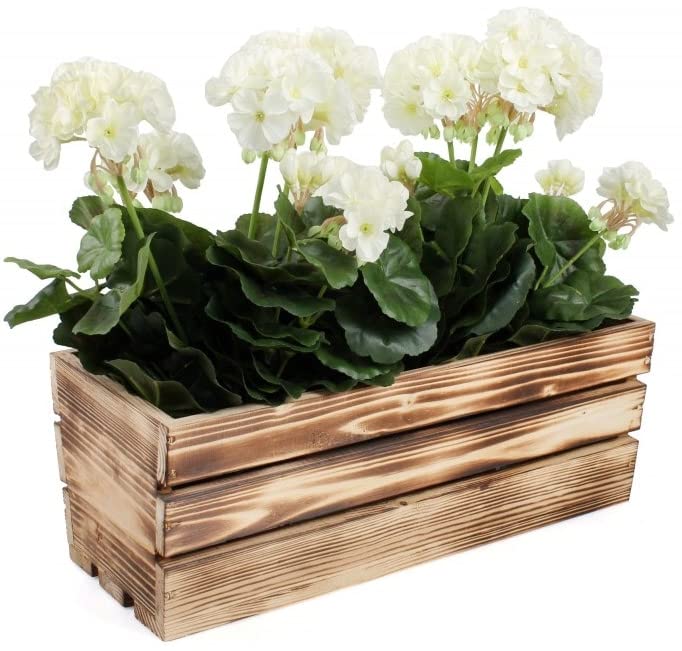 Jardinière en Bois Brûlée avec Insert en Plastique 40 x 18 x 15 cm - KOTARBAU - 8