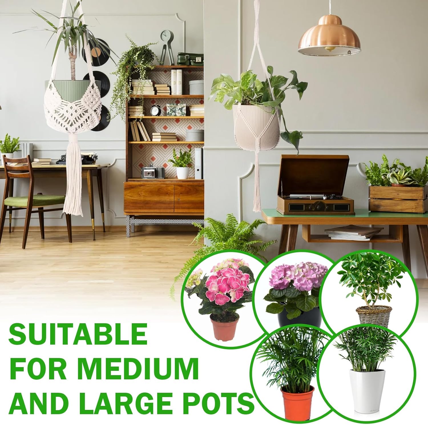 4 Pièces Suspension Macramé pour Plante Macramé Plante Suspension Tissés à La Main pour Décoration de la Maison Jardinage - 5