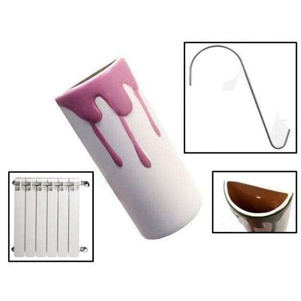 4 Umidificatori Per Termosifone In Ceramica A Fiori Con Gancio - 20x8 Cm, Multicolore, EAN 8029993033774