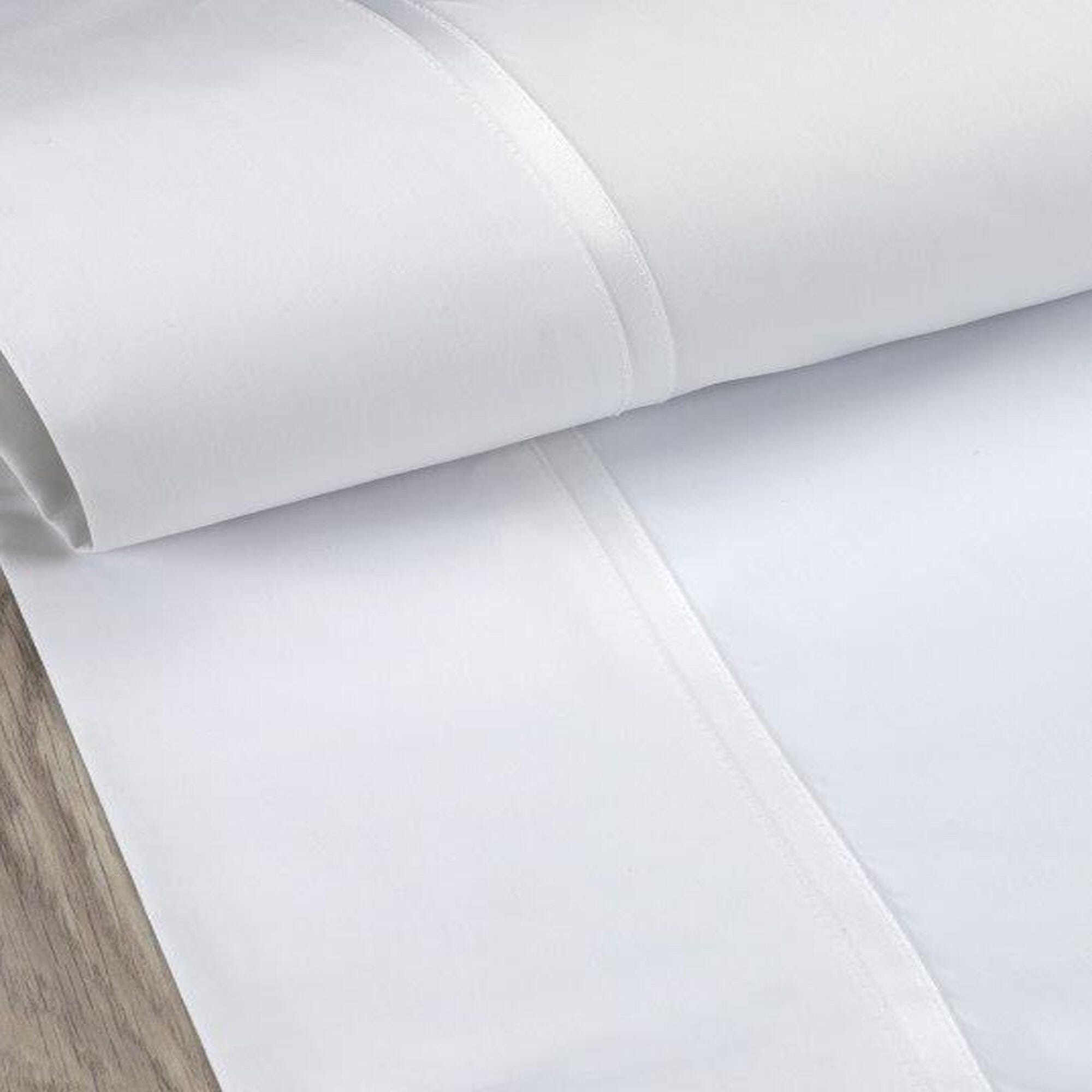 Drap de dessus Festón satin 200 fils blanc pour lit de 135 cm - 2