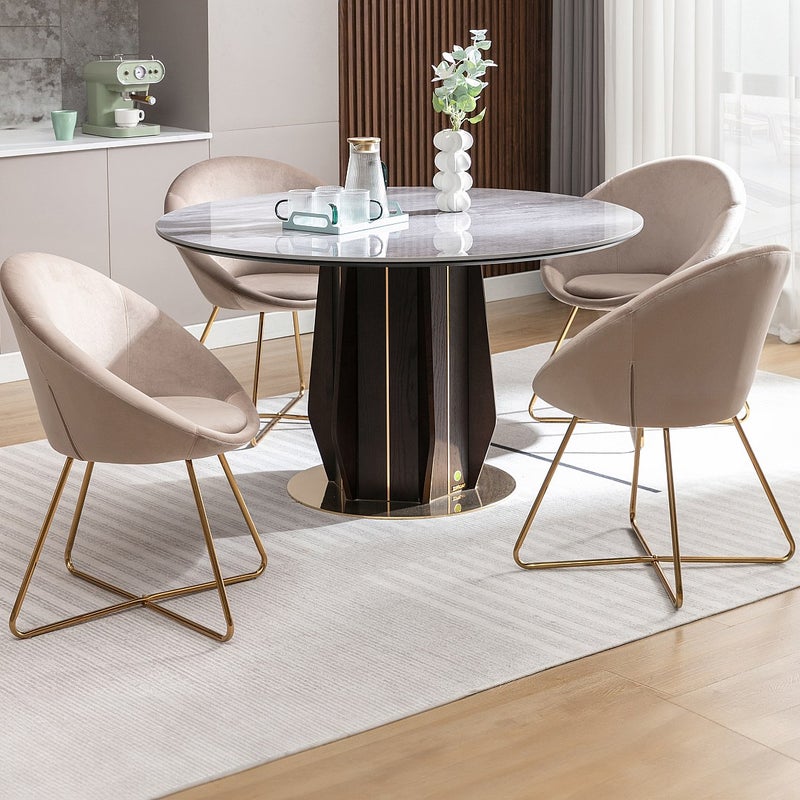 Krzesło z weluru i złotego metalu - Beżowy - BURBAN