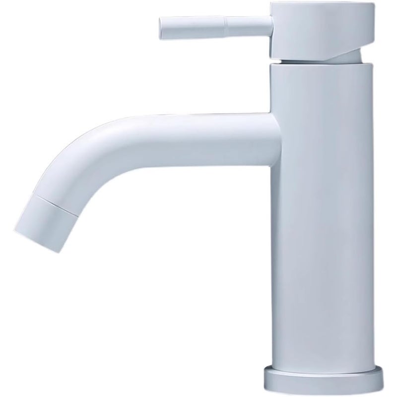 Białe malowane baterie łazienkowe ze stali nierdzewnej, bateria mieszaczowa do umywalki i zlewu