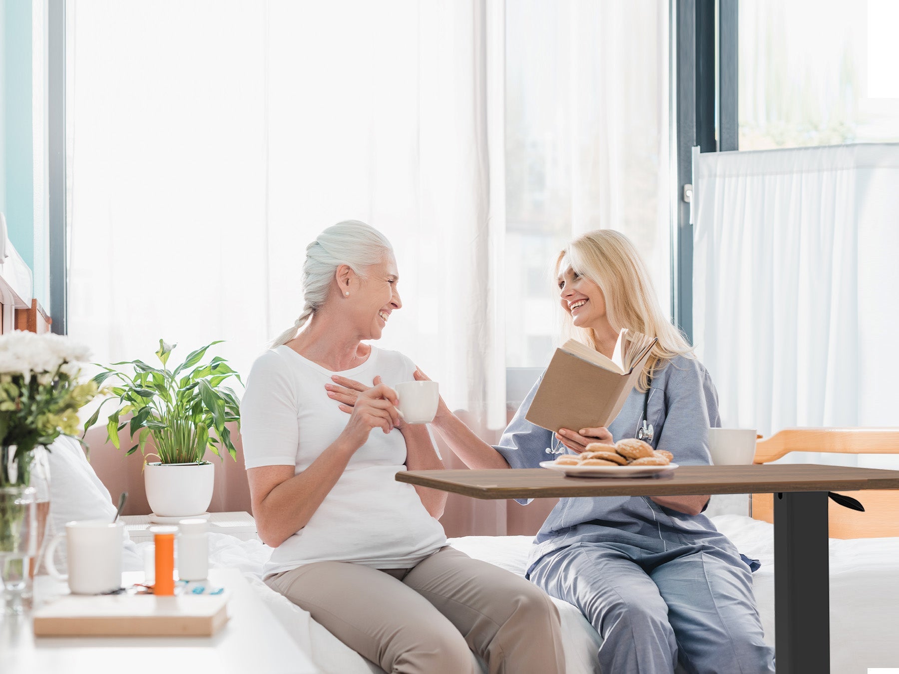 Table de Lit à roulettes Réglable Pneumatique en Hauteur de 66 à 90 cm pour Lit Médicalisé Ordinateur Portable - 4