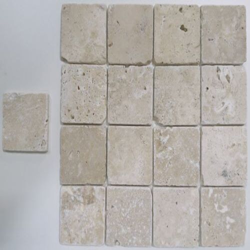 Albedo Pierre - Piastrelle in Travertino Bianco Invecchiato 2° scelta - 10X10X1 CM - Venduto in cartone - 2