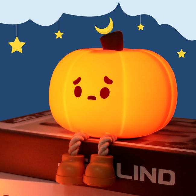 Luce notturna a LED con zucca, ricaricabile, in silicone, calda Luce notturna a LED con zucca, ricaricabile, in silicone, calda