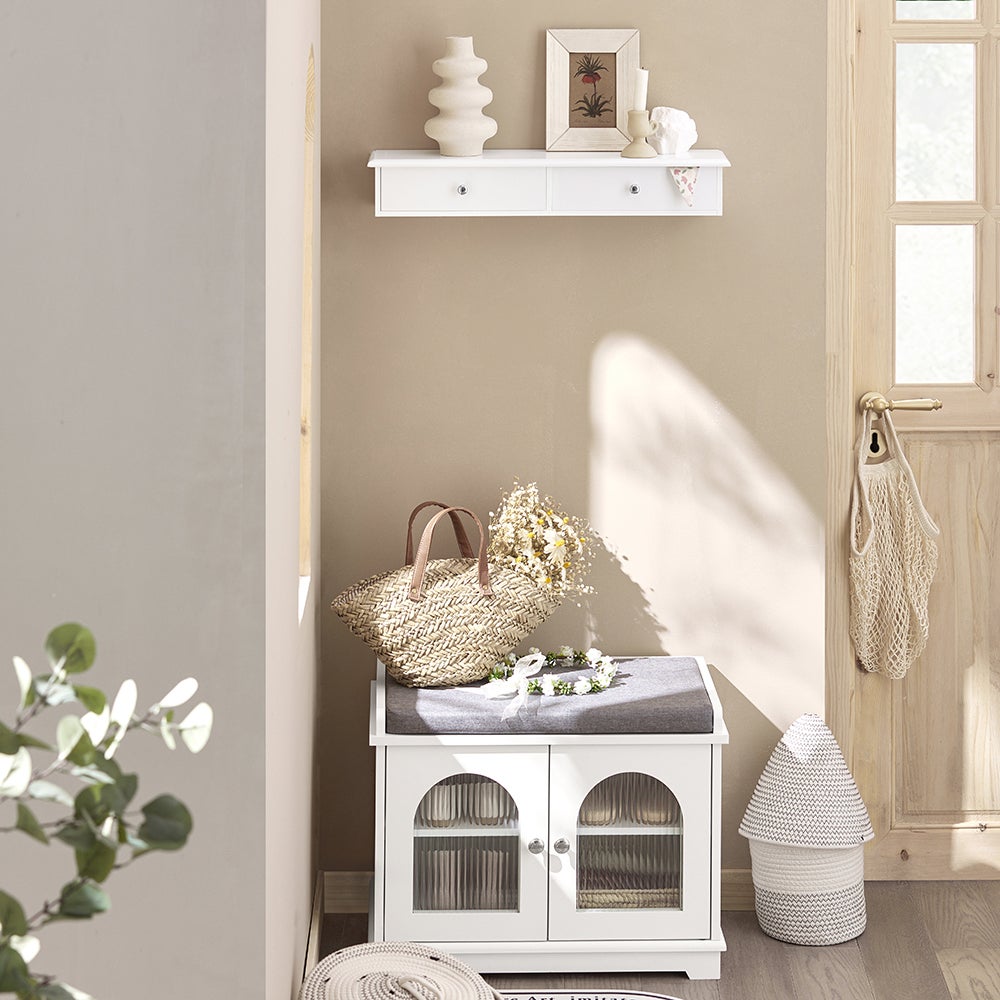 Armoire à Clés Blanche Avec Cadre Photo - Solution Pratique Et Élégante Pour Votre Entrée