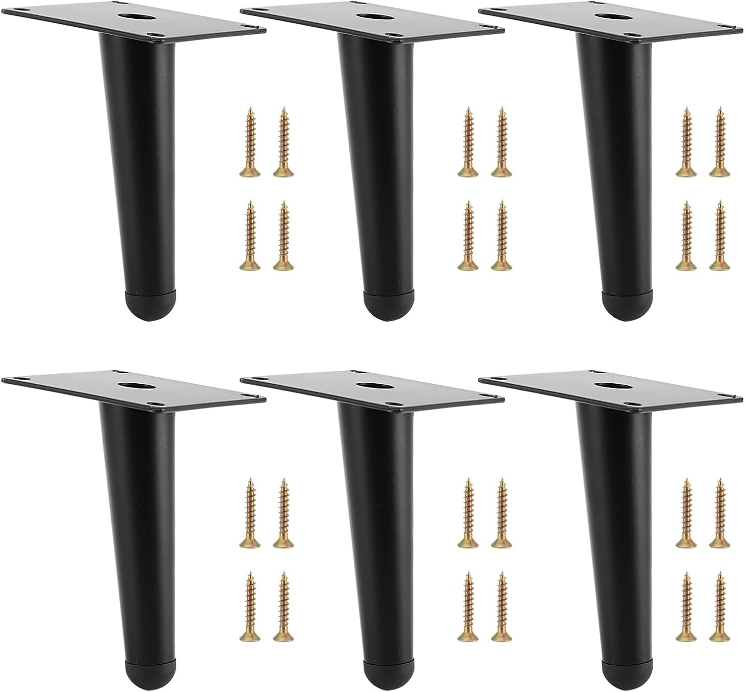 Set de 6 picioare de mobilă reglabile în unghi 12 cm - picioare de mobilă din metal negru cu șurub - pentru canapea, masă, scaun, pat, DIY 6buc