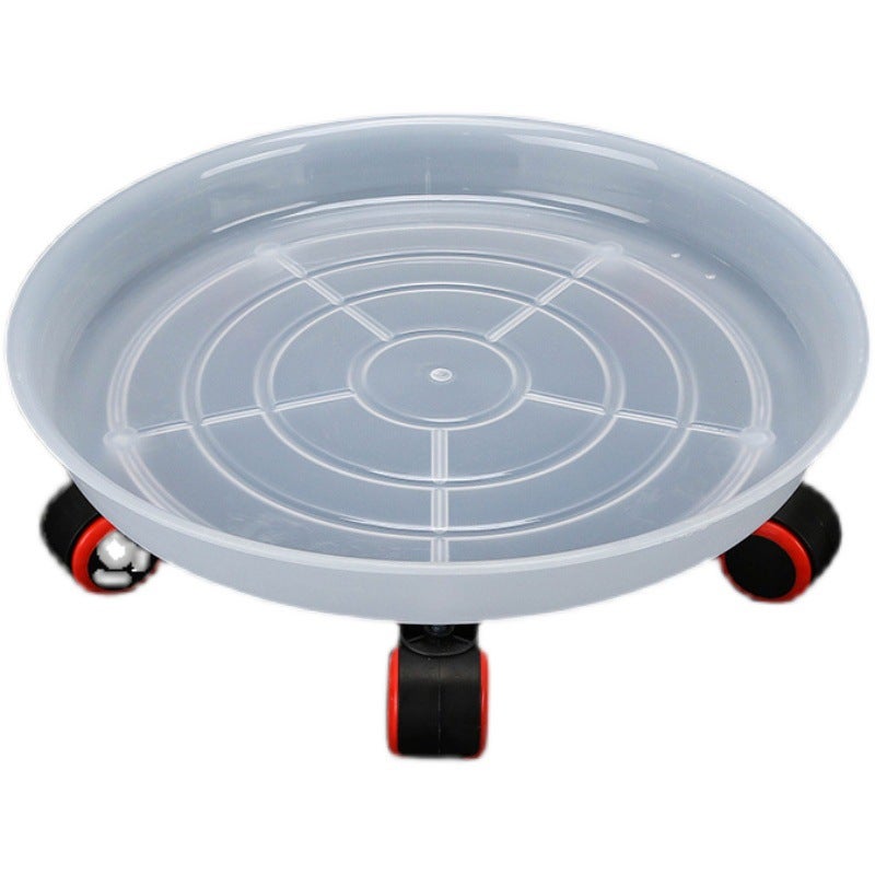 Biała tacka na doniczkę, średnica wewnętrzna 32 cm, 1 sztuka, mobilna podstawa na doniczkę z kółkami, stojak na doniczkę.