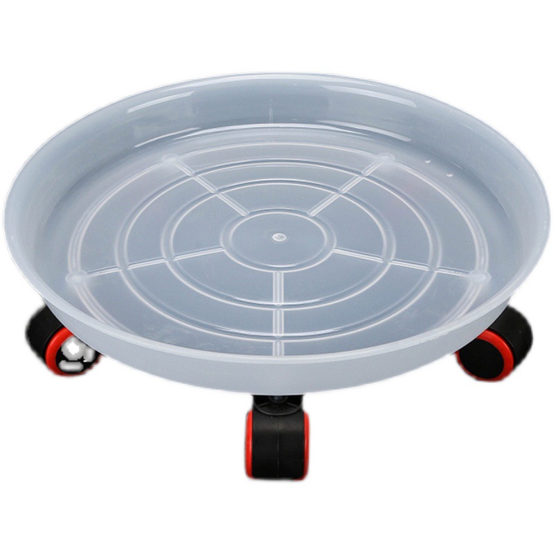 Biała tacka na doniczkę, średnica wewnętrzna 24,5 cm, mobilna podstawa na doniczkę z kółkami, stojak na doniczkę.