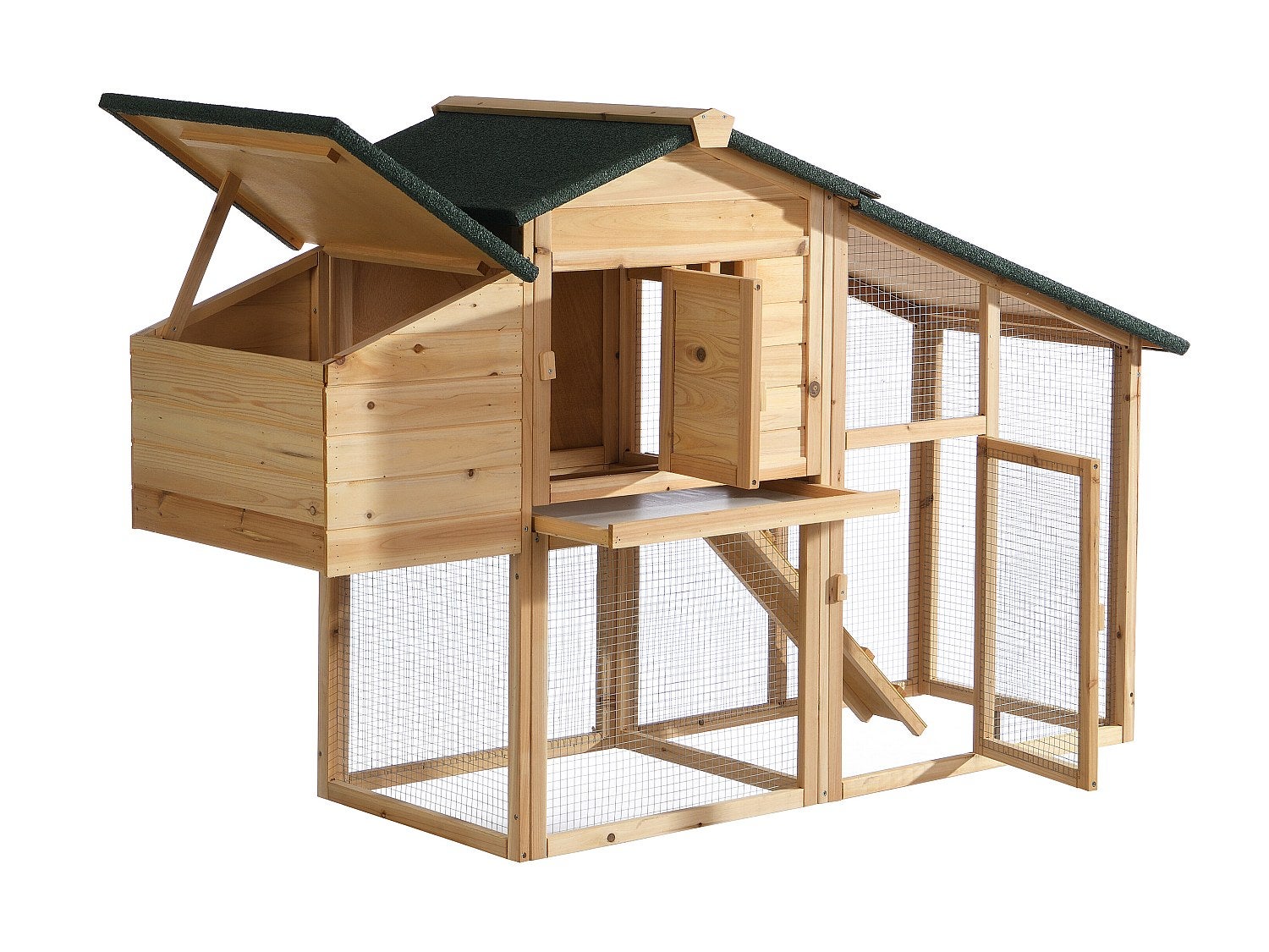 Pollaio con recinto 4 galline L. 173 x P. 64 x H. 108 cm in Legno Naturale - LEVAS - 3