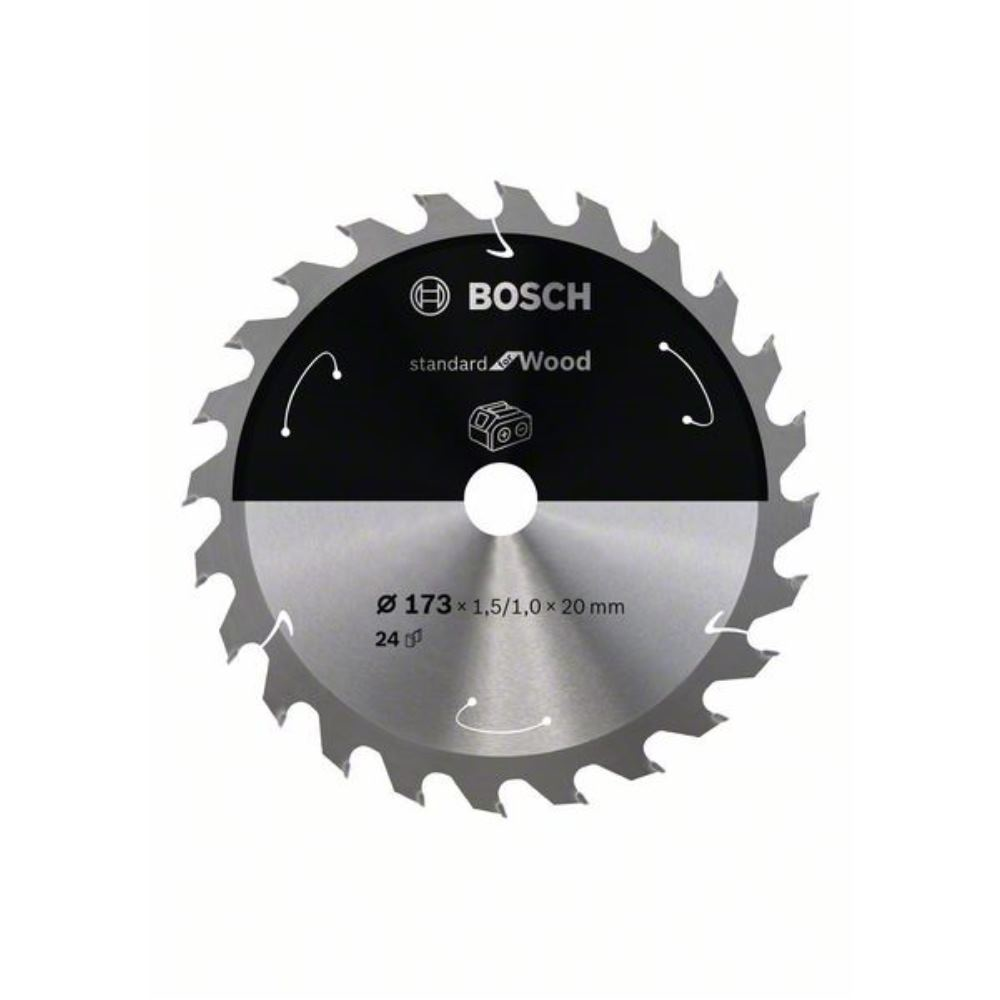 Bosch Accessories Lama Per Sega Circolare Standard For Wood (Legno, 173 x 20 x 1.5 mm, 24 Denti, Accessorio Per Sega Circolare A Batteria)