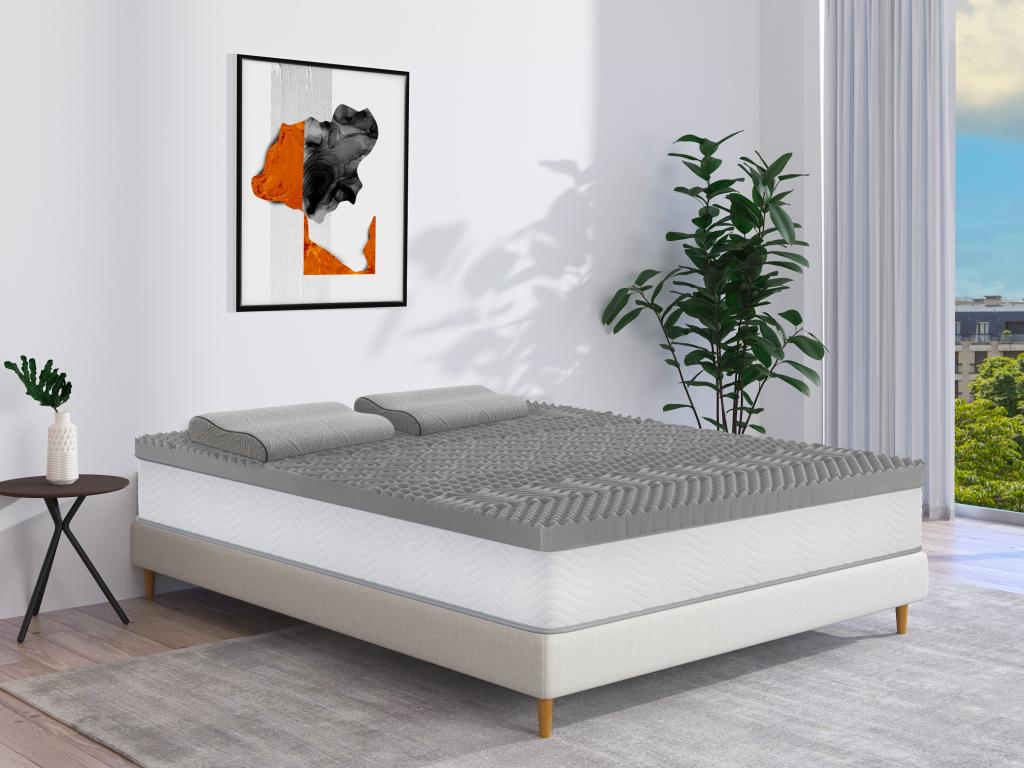 Almohada ergonómica firme de espuma viscoelástica desenfundable 38 kg/m³ - 40 x 60 - gris - vianca