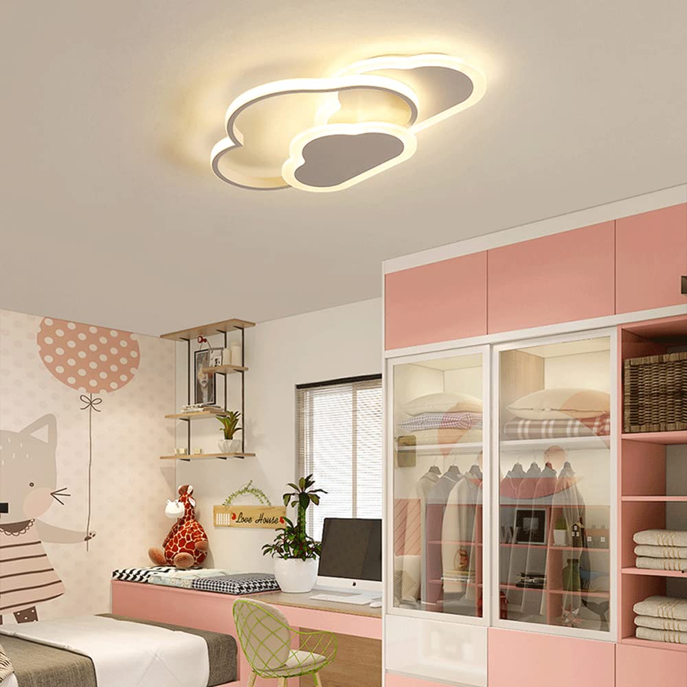 Lampa sufitowa LED Venkuber w kształcie chmury, 42 W, lampa sufitowa do pokoju dziecięcego 52 cm ze ściemnialnym pilotem - 3000-6000 K - 6