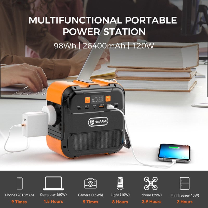 FLASHFISH A101 Batterie Externe Portable 120W - Station Électrique 98Wh - Alimentation Nomade Camping Voyage - 2
