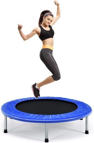 Trampolino Fitness Pieghevole CLORIS Rosa &ndash; 40/48 Pollici &ndash; Max 450 Libbre