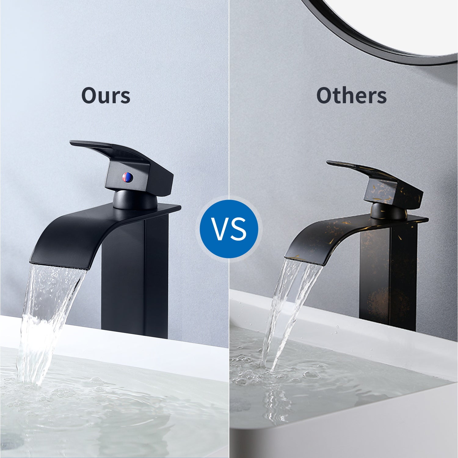 Auralum max Mitigeur de Lavabo Noir XL Robinet de Lavabo en Cascade Robinet pour Salle de Bain Mitigeur de lavabo et vasque - 5