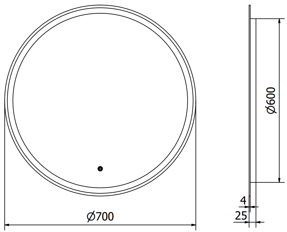 Mexen Gobi lustro łazienkowe podświetlane, okrągłe 70 cm, LED 6000K, antypara - 9801-070-070-611-00 - 6