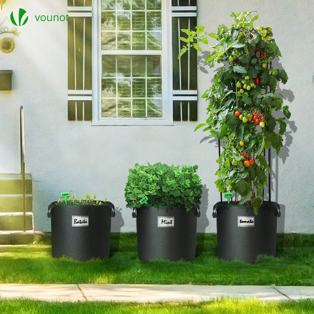 Lot de 5 sacs de plantation non tisse 30L avec poignee Noir VOUNOT® - 5