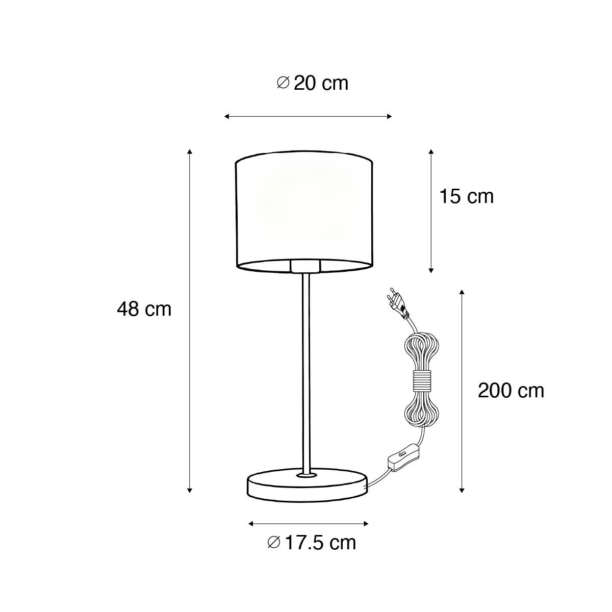 QAZQA Parte Shade - Lampe De Table Avec Abat-Jour - 1 Lumière - L 35 Cm