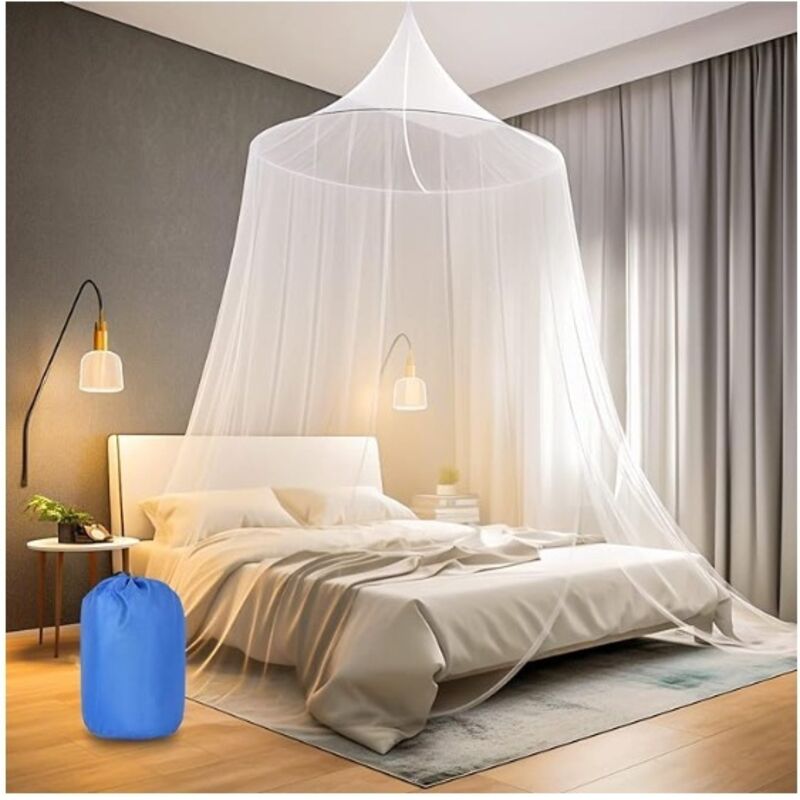 Moskitiera podróżna z torbą podróżną i samoprzylepnym haczykiem sufitowym, moskitiera na zewnątrz, baldachim do domu i podróży