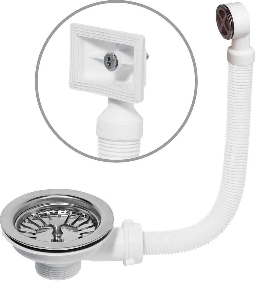 Valvola cestello in acciaio inox con troppo pieno rotondo e rettangolare - WIRQUIN - 3