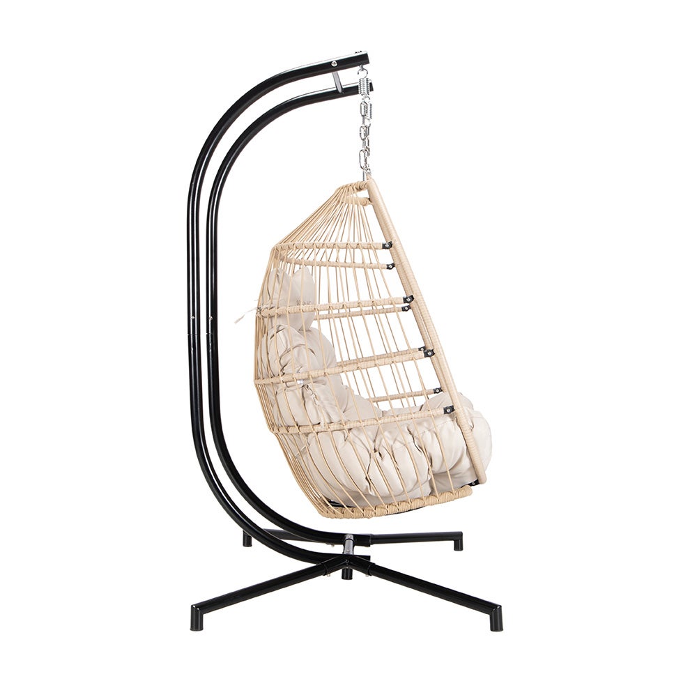 Fauteuil suspendu HOME DELUXE LOMA – pliable, 2 places, beige | Panier suspendu, chaise suspendue, mobilier de jardin, balancelle - 2