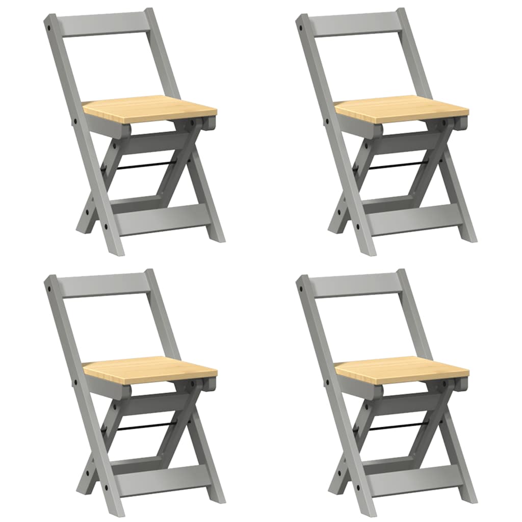 Lot De 4 Chaises En Pin Massif – Gris, Dimensions 50x43x84cm, Occasion