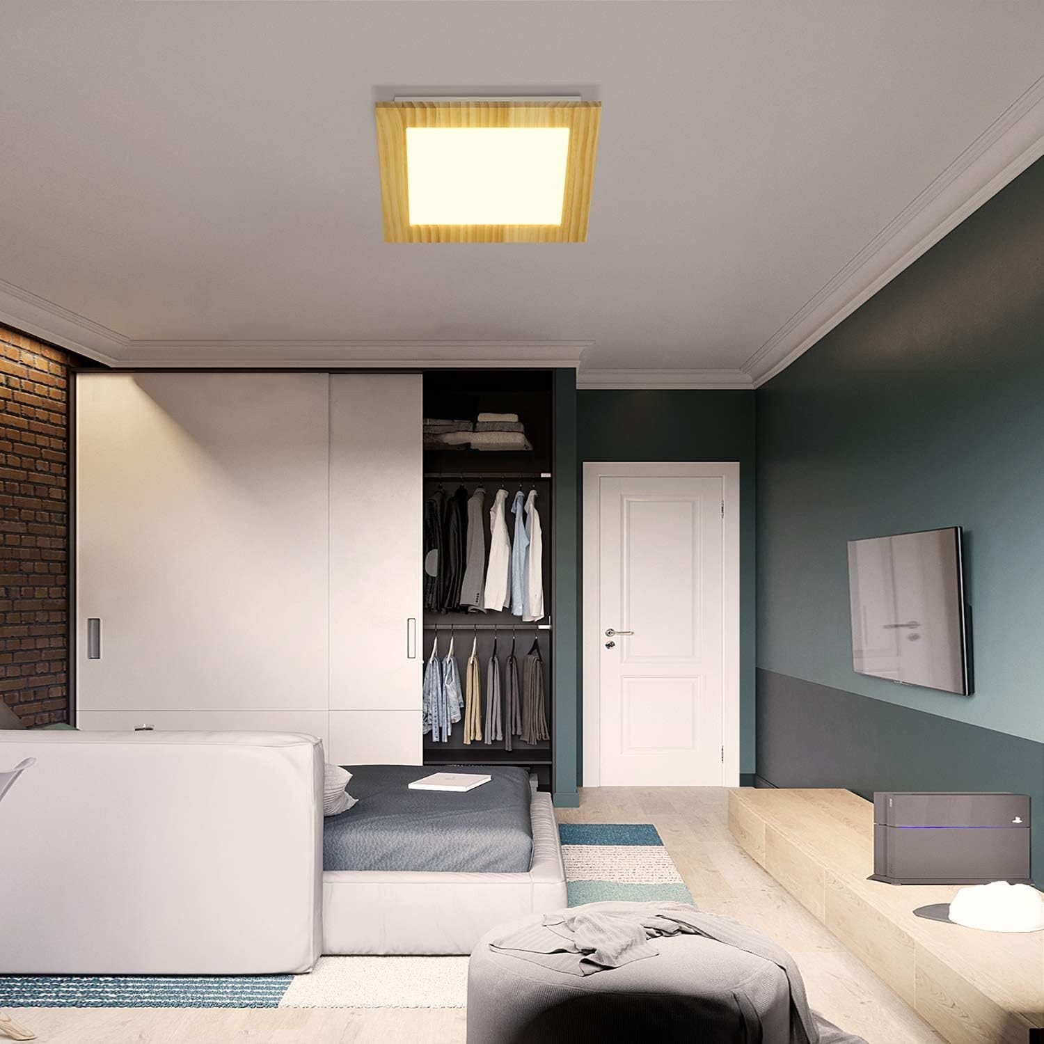 NETTLIFE Plafonnier LED Salon Bois Plat Chambre Panneau Couloir Intérieur 3000 K Blanc Chaud 30 cm 17 W pour Cuisine Salle à manger Escaliers Balcon - 8