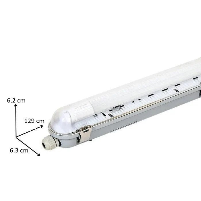 Kit de Réglette LED IP65 + Tube Néon LED 120cm T8 18W - Blanc Neutre 4000K - 5500K - SILAMP - 3