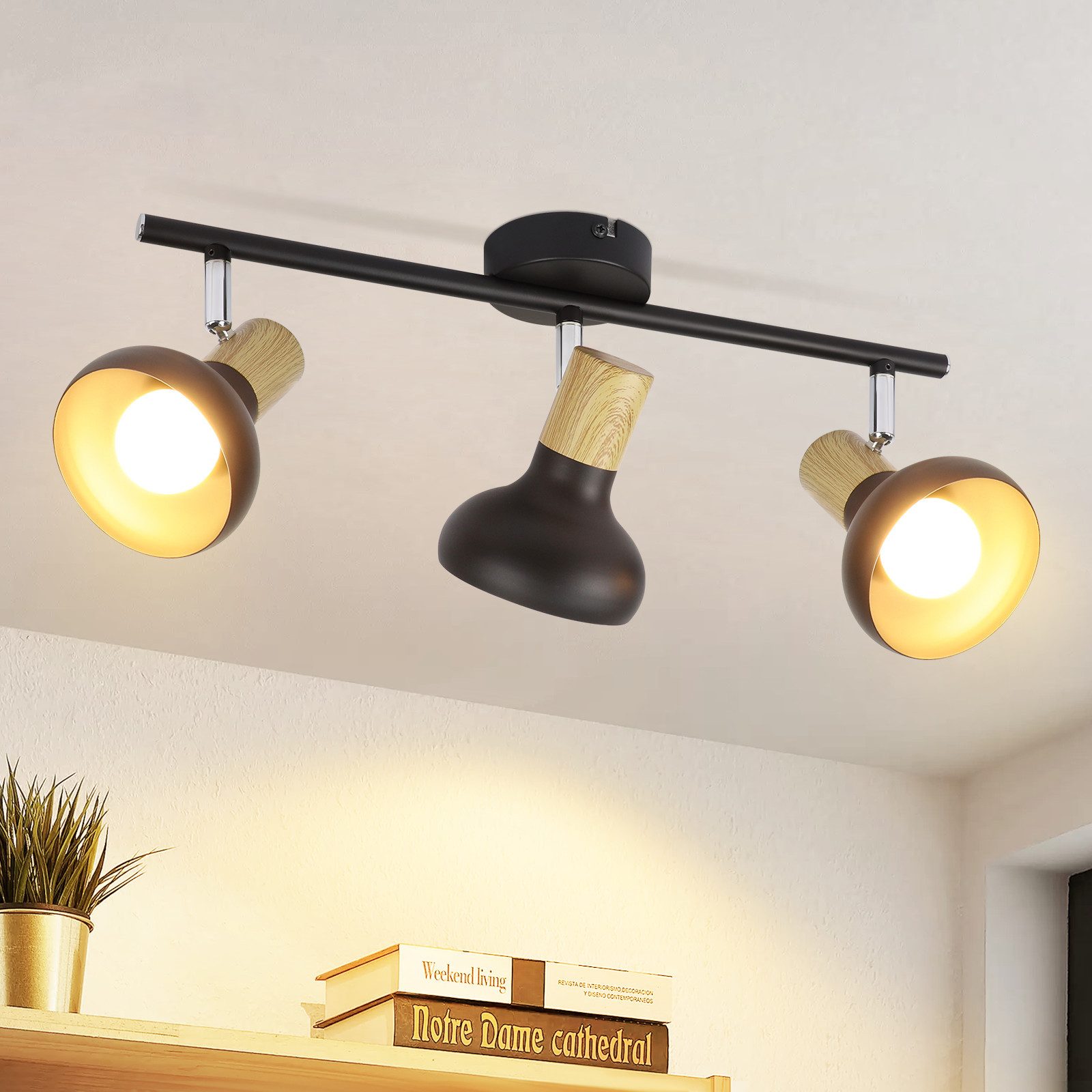 NETTLIFE 3-płomieniowy Reflektorowa sufitowy E14 350° regulowany vintage lampa sufitowa do przedpokoju salonu