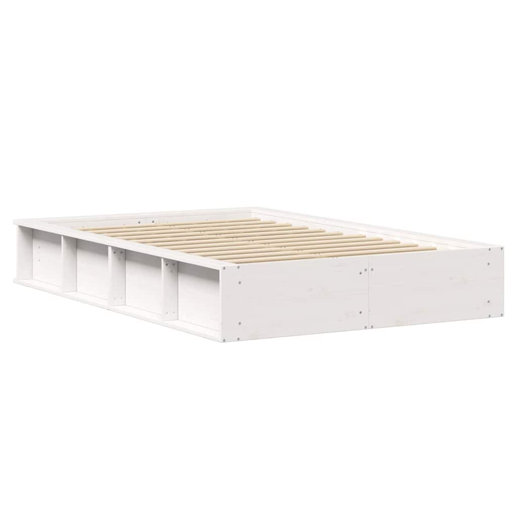 Cadre de lit blanc en bois de pin massif pour la chambre, 140 × 200 cm - 7