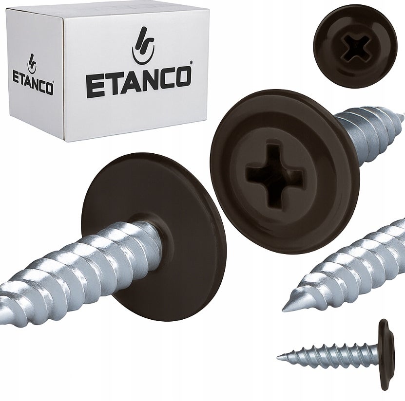 Wkręty podkładkowe Etanco do drewna 4,2x38mm, RAL 8019 GM-S 250szt.