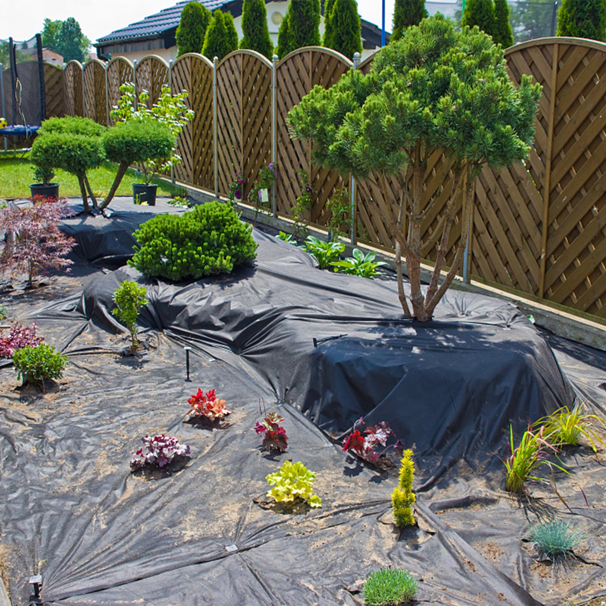 Revêtement de bassin en PEHD de 20 mil pour bassins extérieurs, revêtement d'étang à poissons avec flexibilité et ductilité, 300 x 400 cm - 9