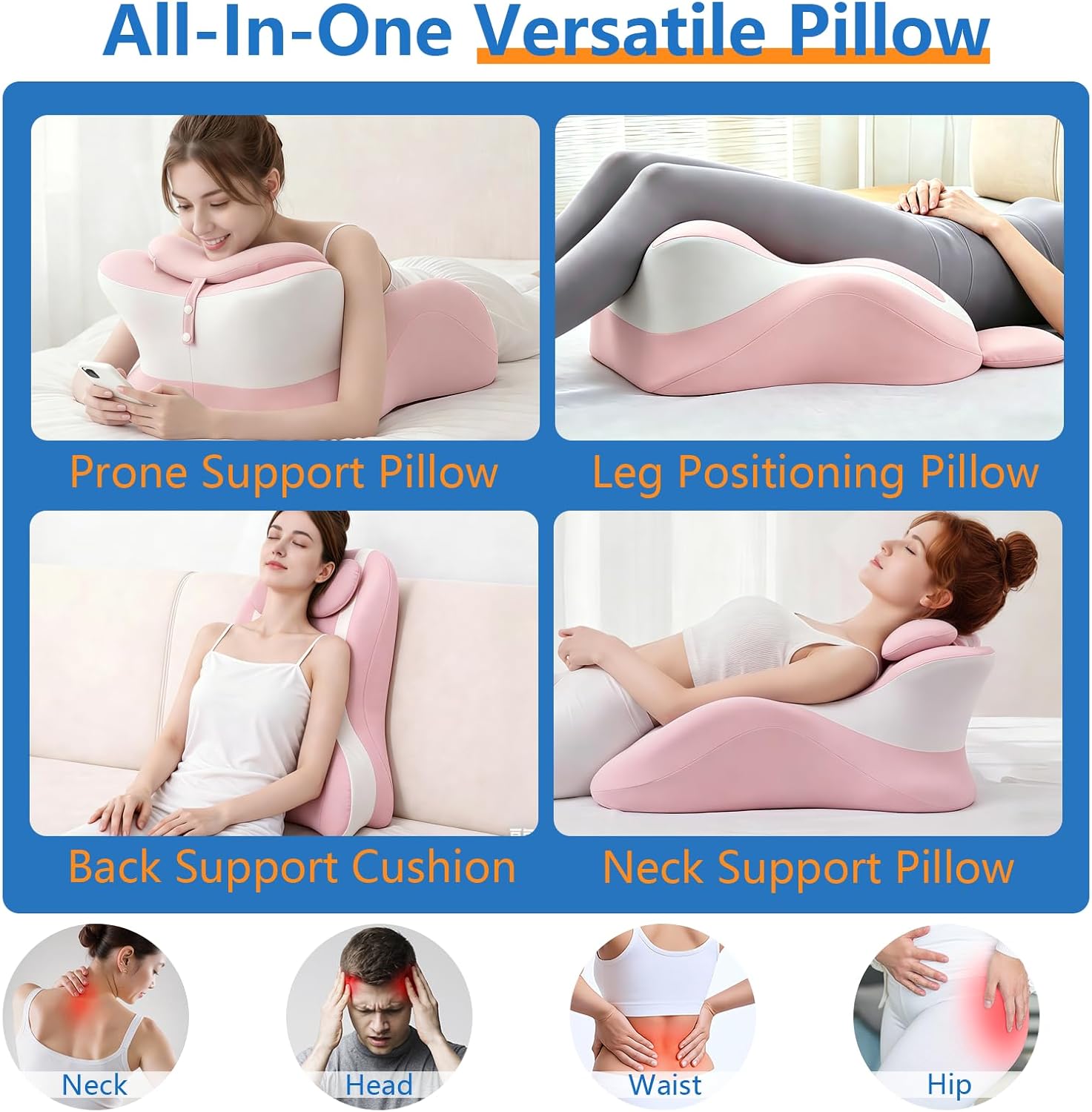 Oreiller ergonomique en mousse à mémoire de forme, oreiller de soutien intime pour couples, oreiller multifonctionnel - 5